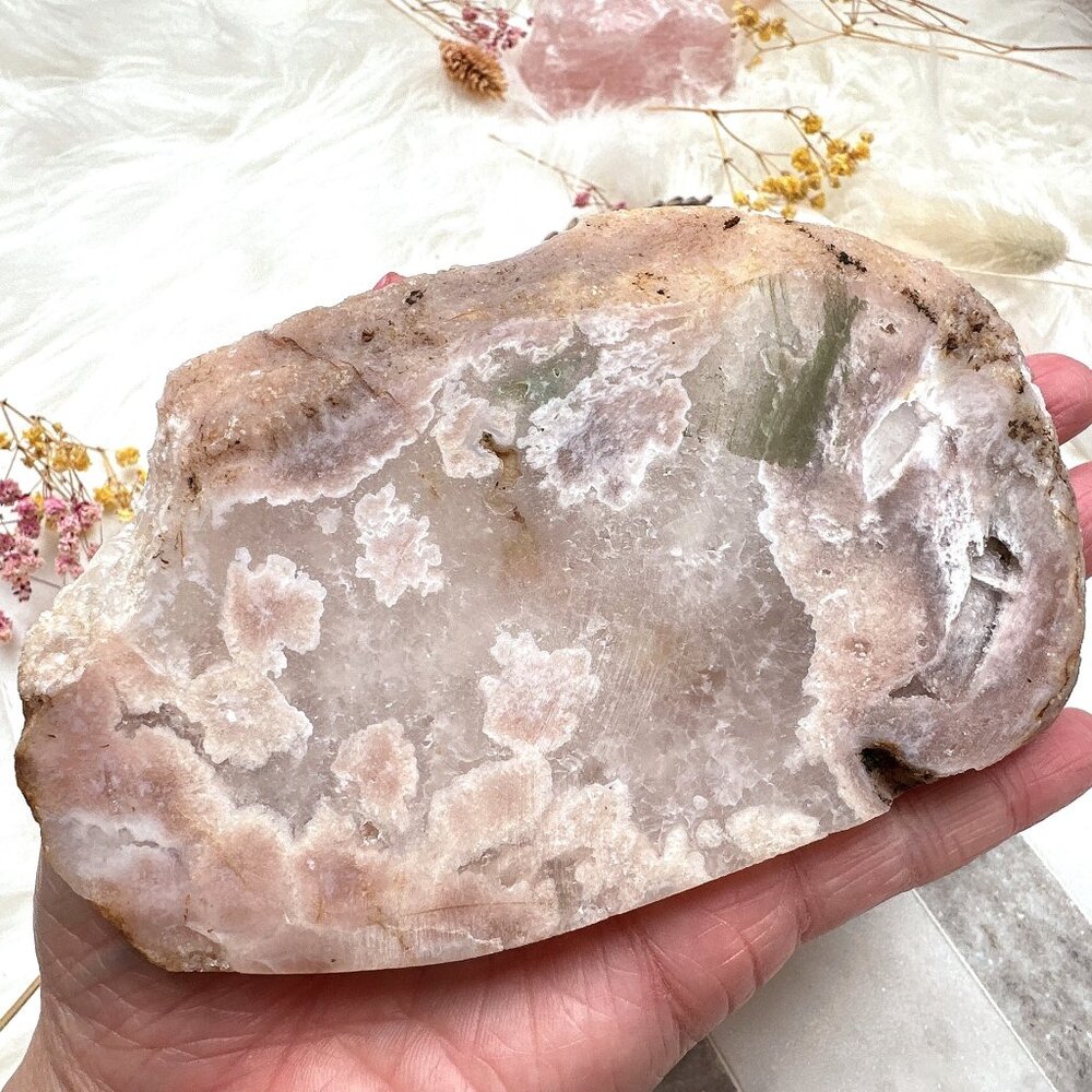 Beautiful Pink Amethyst with Flower Agate Slab